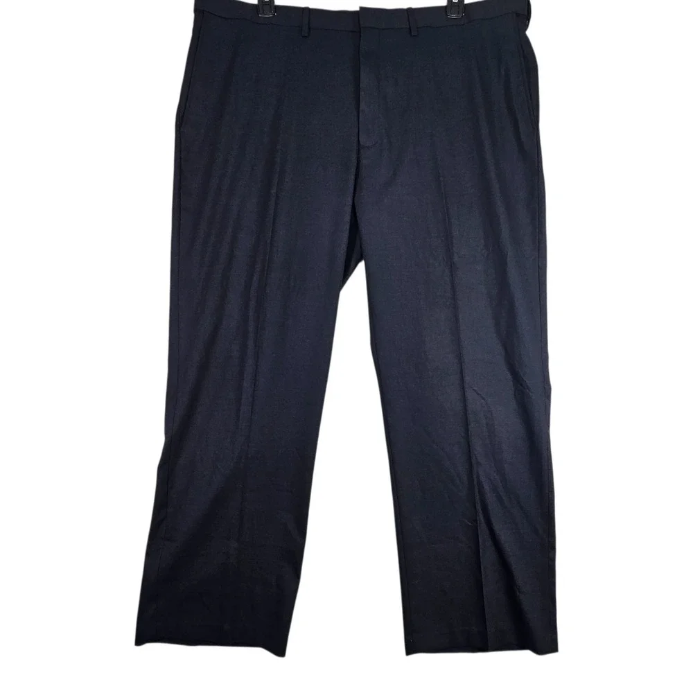 J.M. Haggar Men's Premium Stretch Classic Fit Flat Front Suit Pants 44W 29L Navy